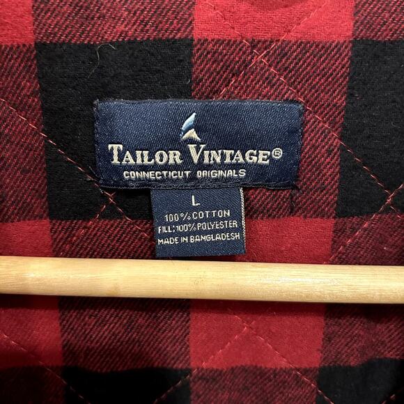 Tailor Vintage Pure Tec Red Buffalo Plaid Lined Vest Jacket Mens L Bronze Brown - Picture 4 of 4